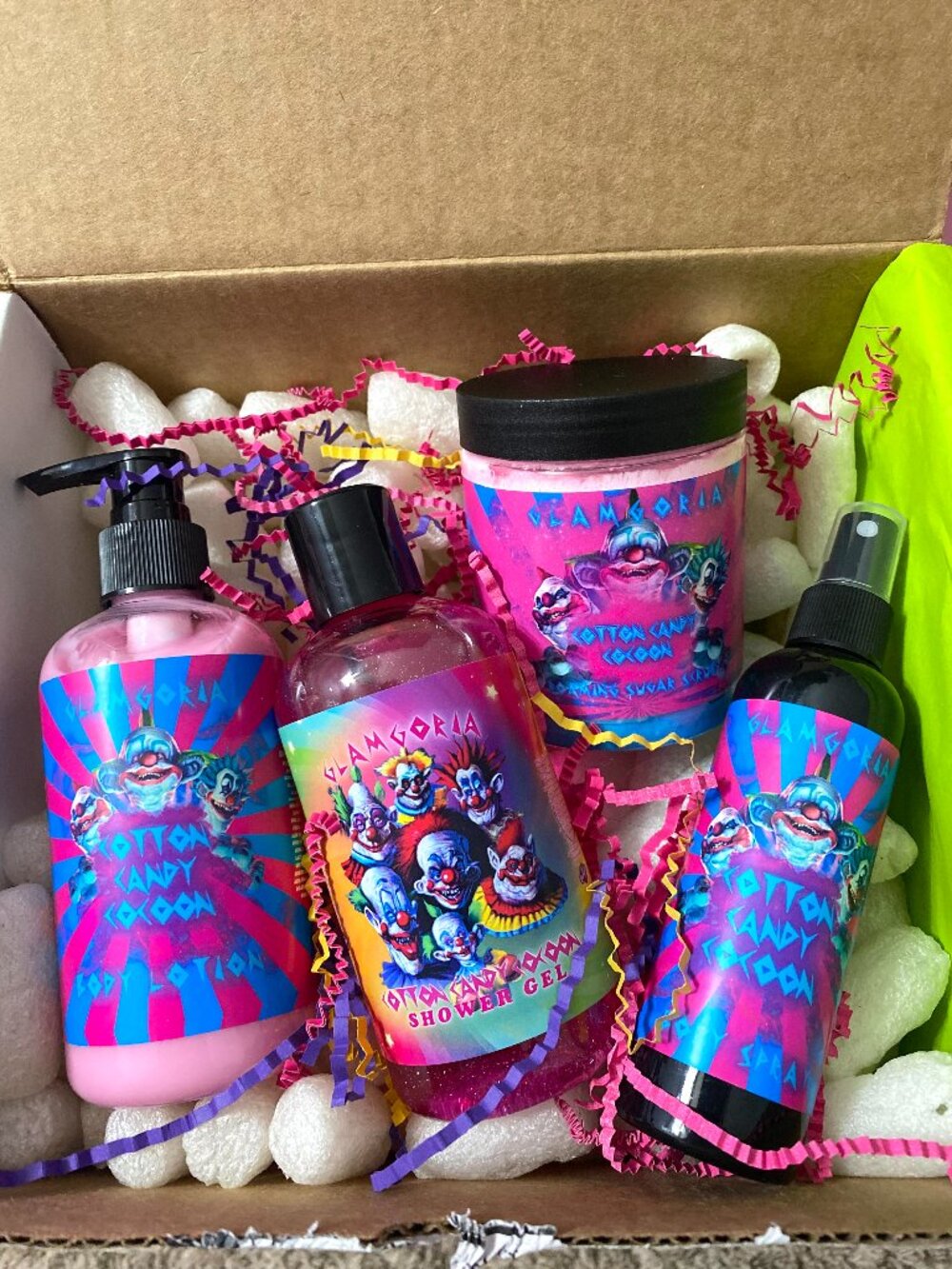 Glamgoria Cotton Candy Cocoons shower gel, body lotion, sugar scrub, body spray
